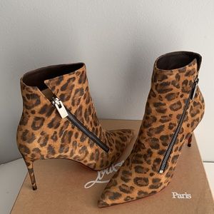 Christian Louboutin Birigkate Leopard-Print Zip Red Sole Booties